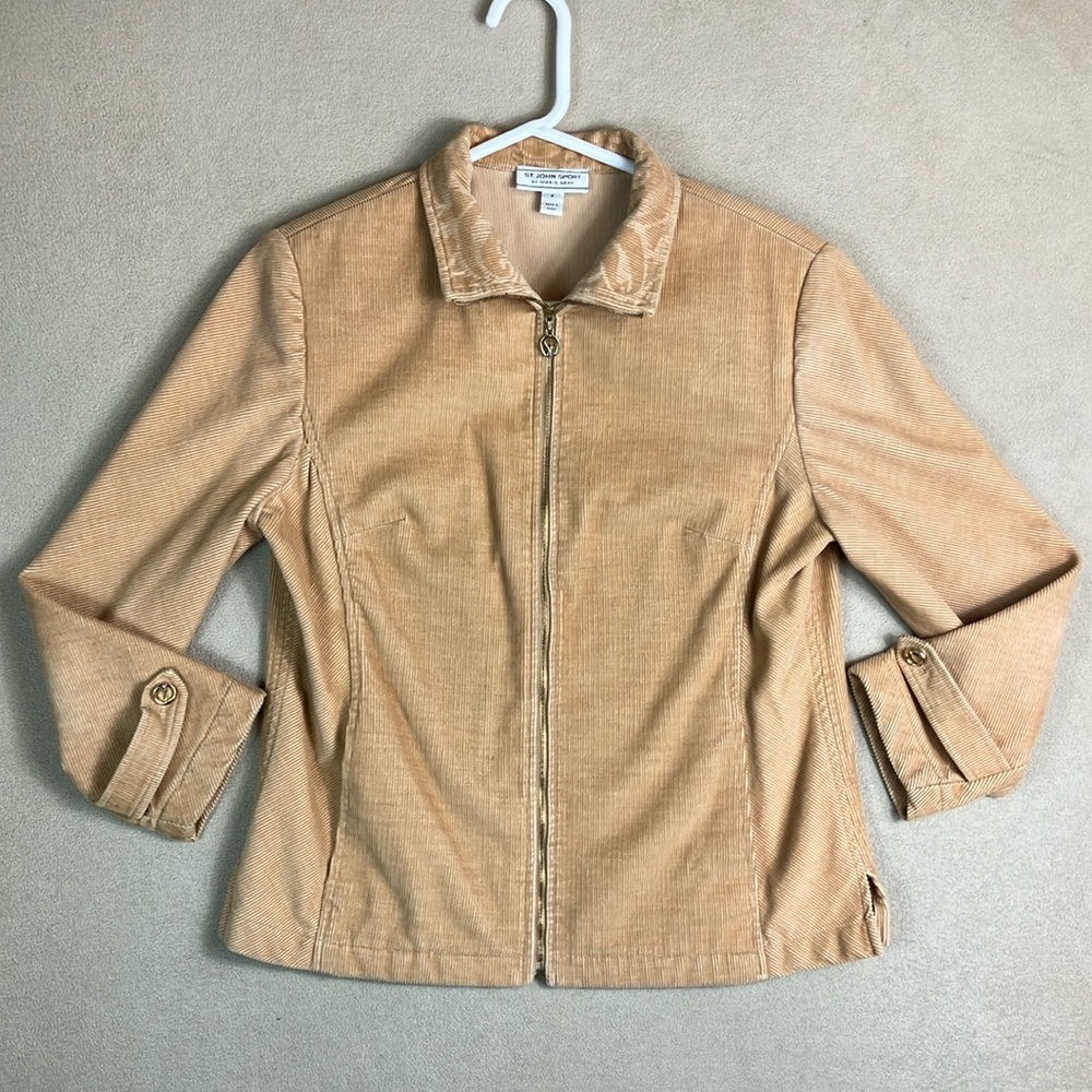 St. John Sport VTG Corduroy Long Sleeve Full Zip‎ Blazer Jacket Women’s size P